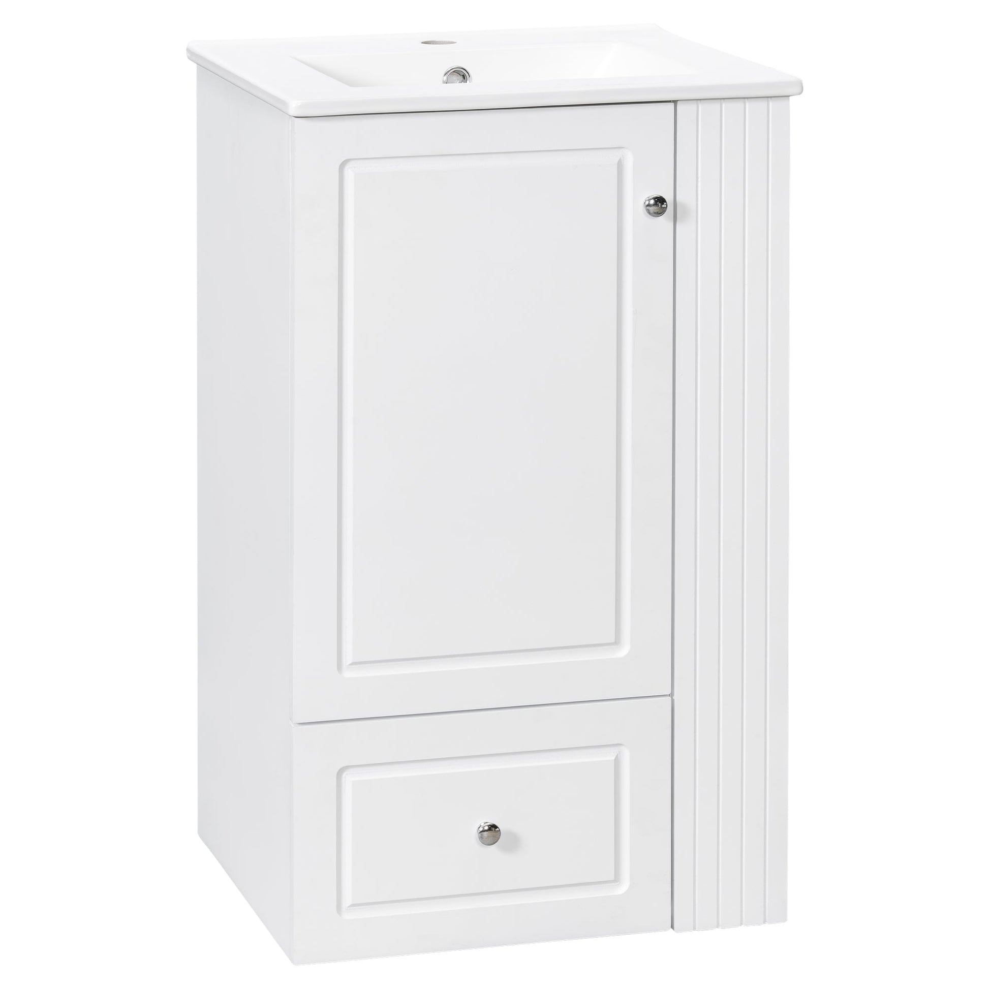 20" White Bathroom Vanity with Ceramic Sink | Freestanding Vanity - 1st Choice Furniture Direct