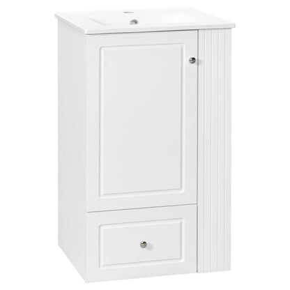 20" White Bathroom Vanity with Ceramic Sink | Freestanding Vanity - 1st Choice Furniture Direct