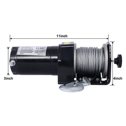 2000lb 12V ATV/UTV Electric Winch, Off - Road Waterproof Steel Cable Winch for ATV UTV Towing Trailer Winch - 1st Choice Furniture Direct