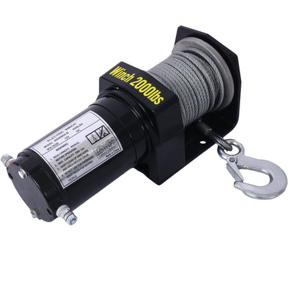 2000lb 12V ATV/UTV Electric Winch, Off - Road Waterproof Steel Cable Winch for ATV UTV Towing Trailer Winch - 1st Choice Furniture Direct
