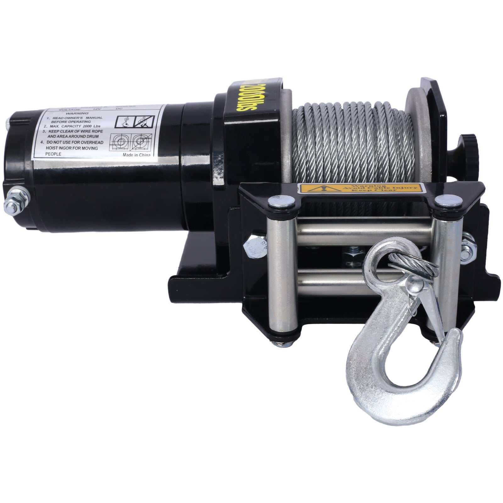 2000lb 12V ATV/UTV Electric Winch, Off - Road Waterproof Steel Cable Winch for ATV UTV Towing Trailer Winch - 1st Choice Furniture Direct