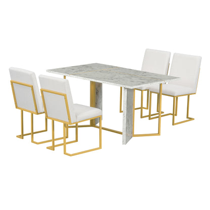 1st Choice 7-Piece Dining Table Set Artificial Marble Sticker Tabletop