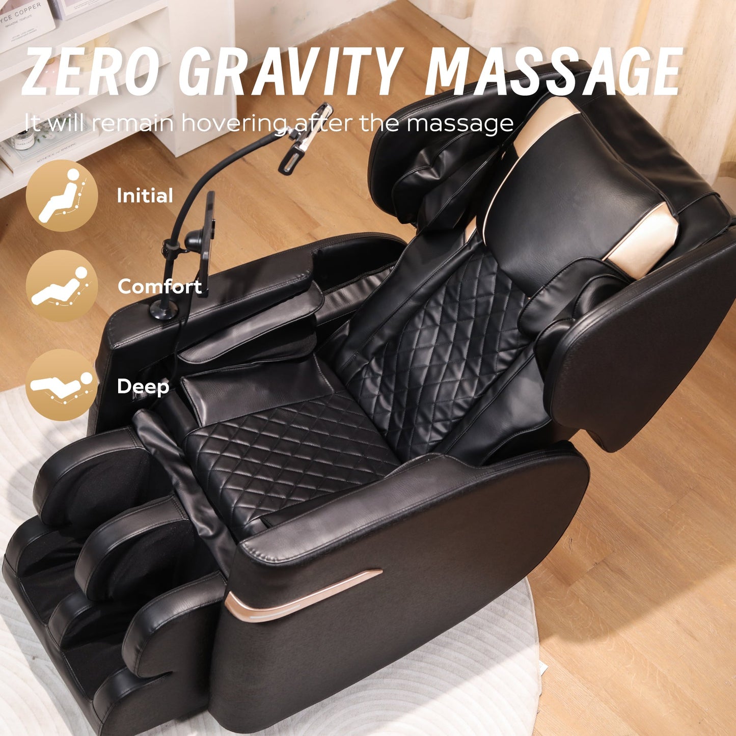 2025 Massage Chair Recliner with Zero Gravity and Full Body Air Pressure in Black PU Leather - 1st Choice Furniture Direct
