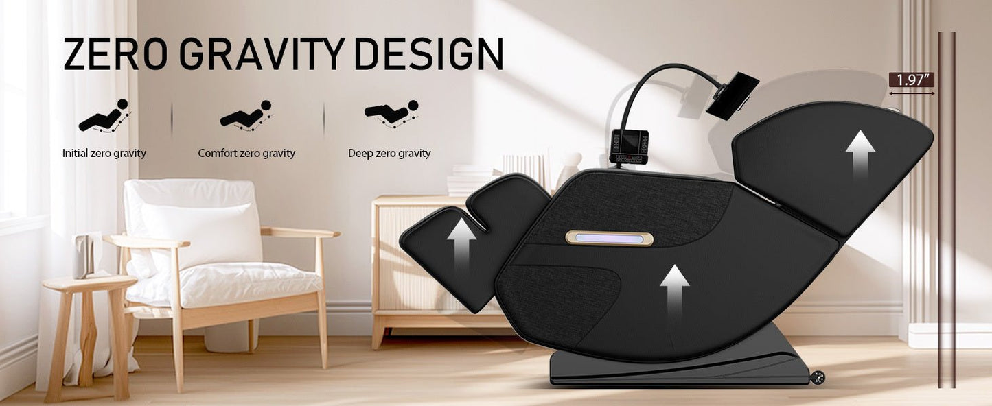 2025 Massage Chair Recliner with Zero Gravity, Full Body Air Pressure, Black, PU Leather - 1st Choice Furniture Direct