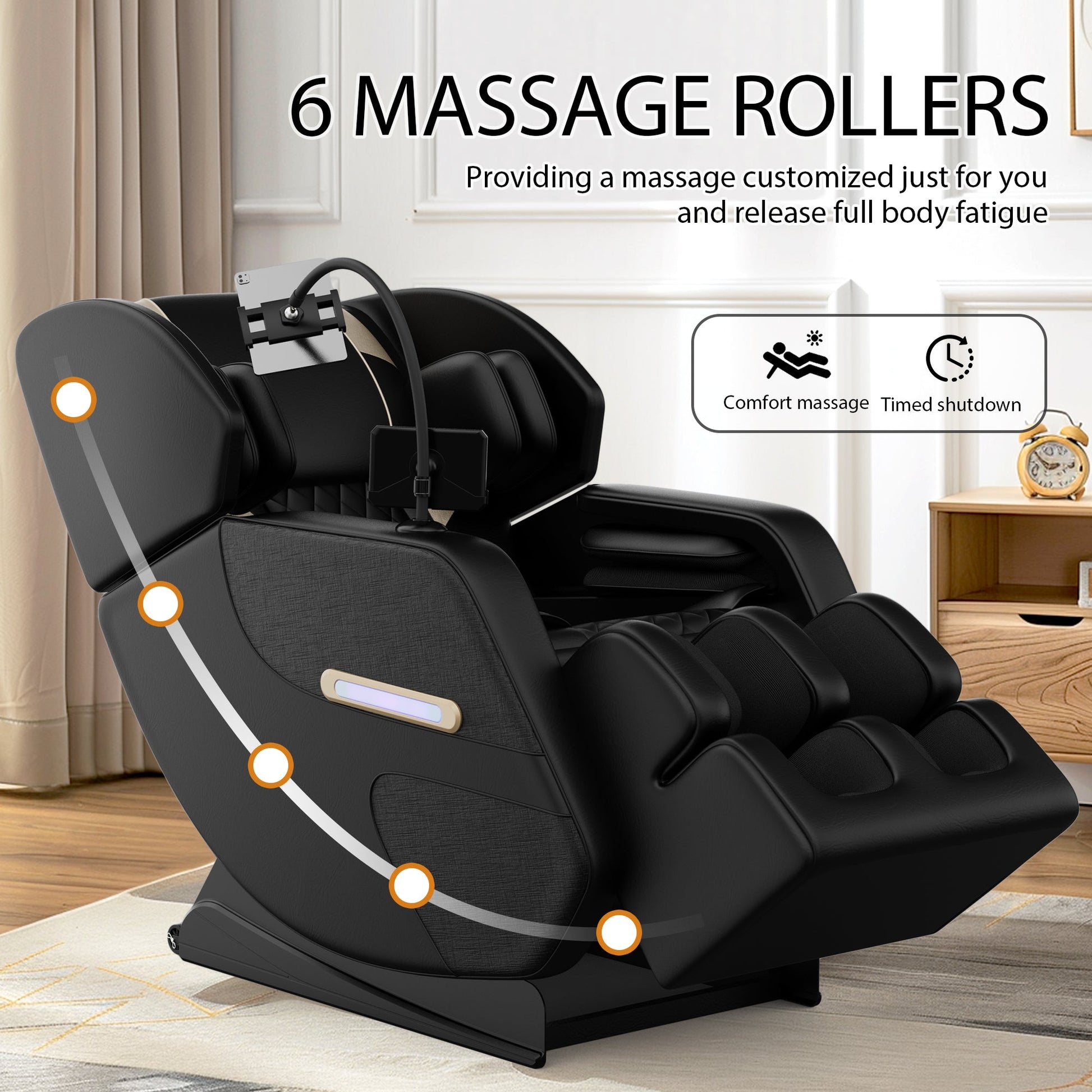 2025 Massage Chair Recliner with Zero Gravity, Full Body Air Pressure, Black, PU Leather - 1st Choice Furniture Direct