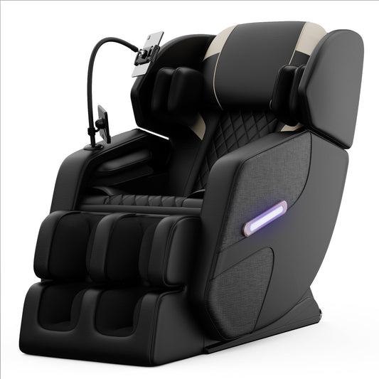 2025 Massage Chair Recliner with Zero Gravity, Full Body Air Pressure, Black, PU Leather - 1st Choice Furniture Direct