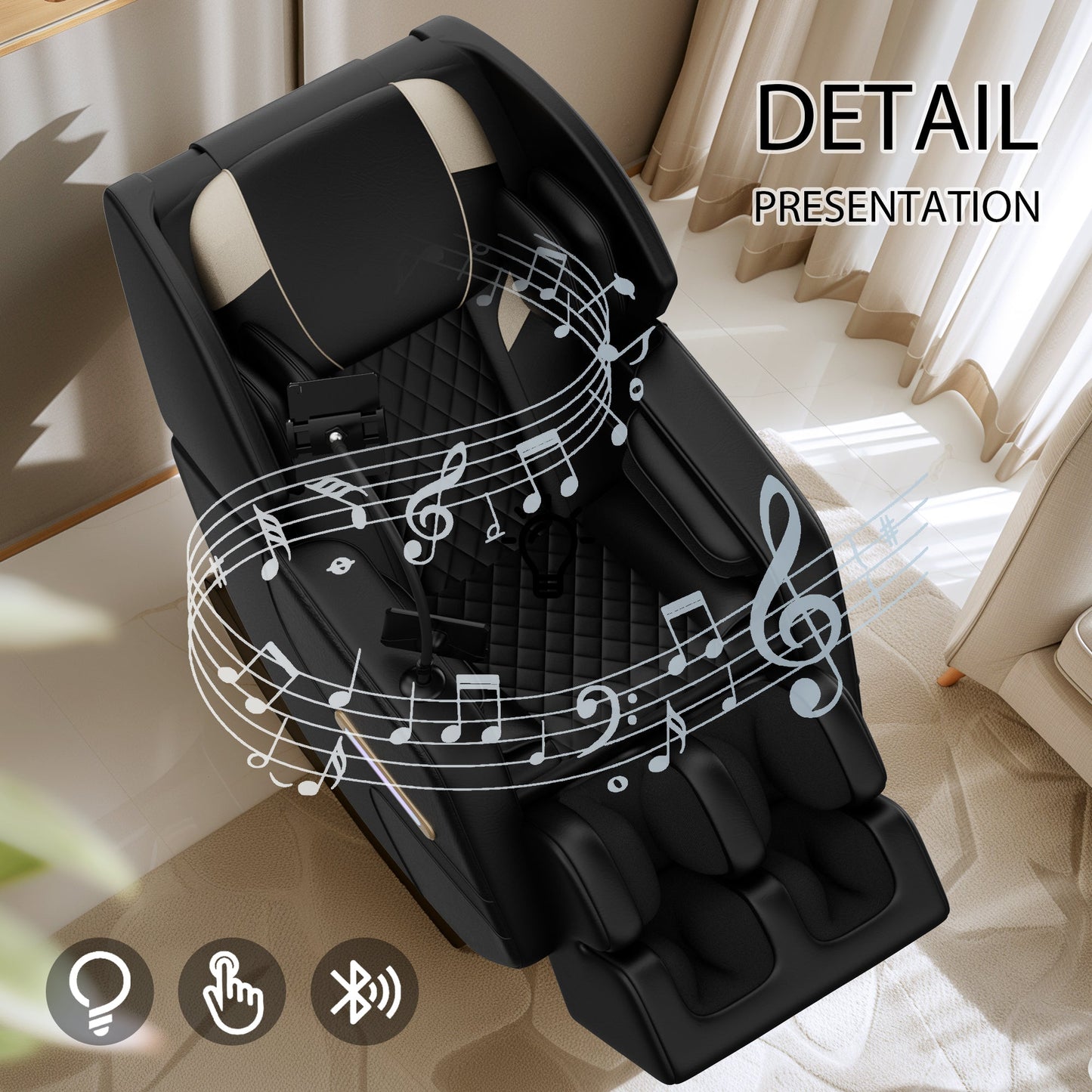 2025 Massage Chair Recliner with Zero Gravity, Full Body Air Pressure, Black, PU Leather - 1st Choice Furniture Direct