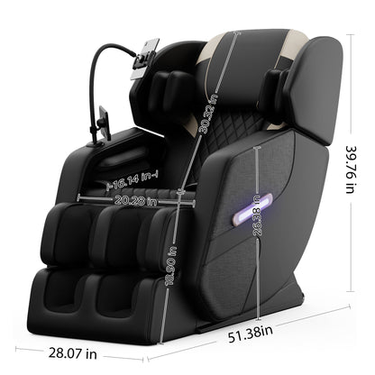 2025 Massage Chair Recliner with Zero Gravity, Full Body Air Pressure, Black, PU Leather - 1st Choice Furniture Direct