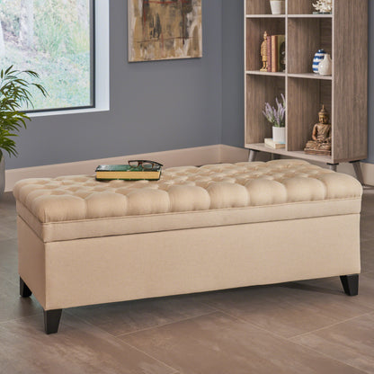 1st Choice Modern Versatile Storage Fabric Beige Ottoman Furniture