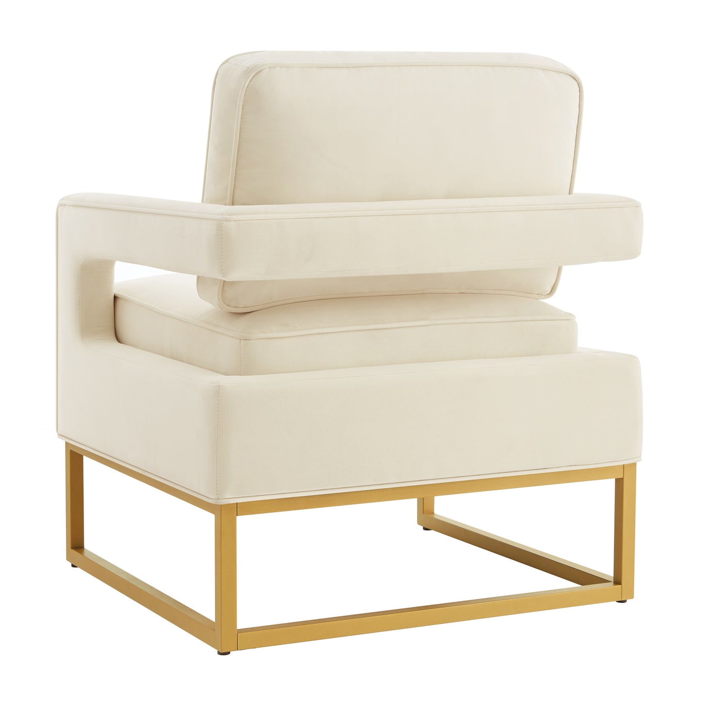 1st Choice Modern Style Accent Chair with Gold Metal Base in Cream