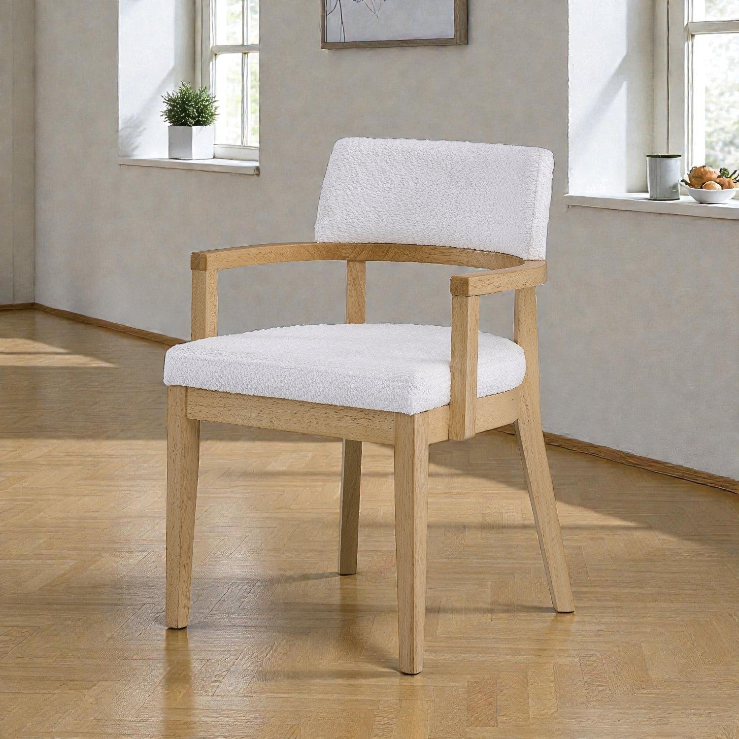 20'W Gorge Fabric & Oak Finish Arm Chair (SET-2) - 1st Choice Furniture Direct
