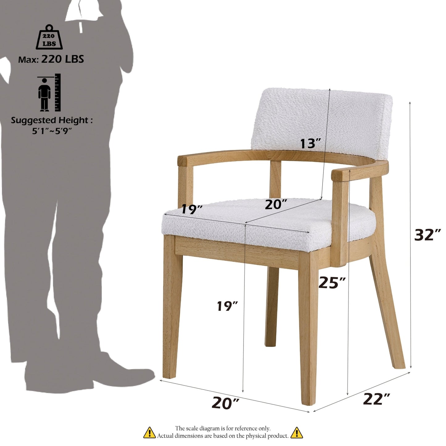 20'W Gorge Fabric & Oak Finish Arm Chair (SET-2) - 1st Choice Furniture Direct