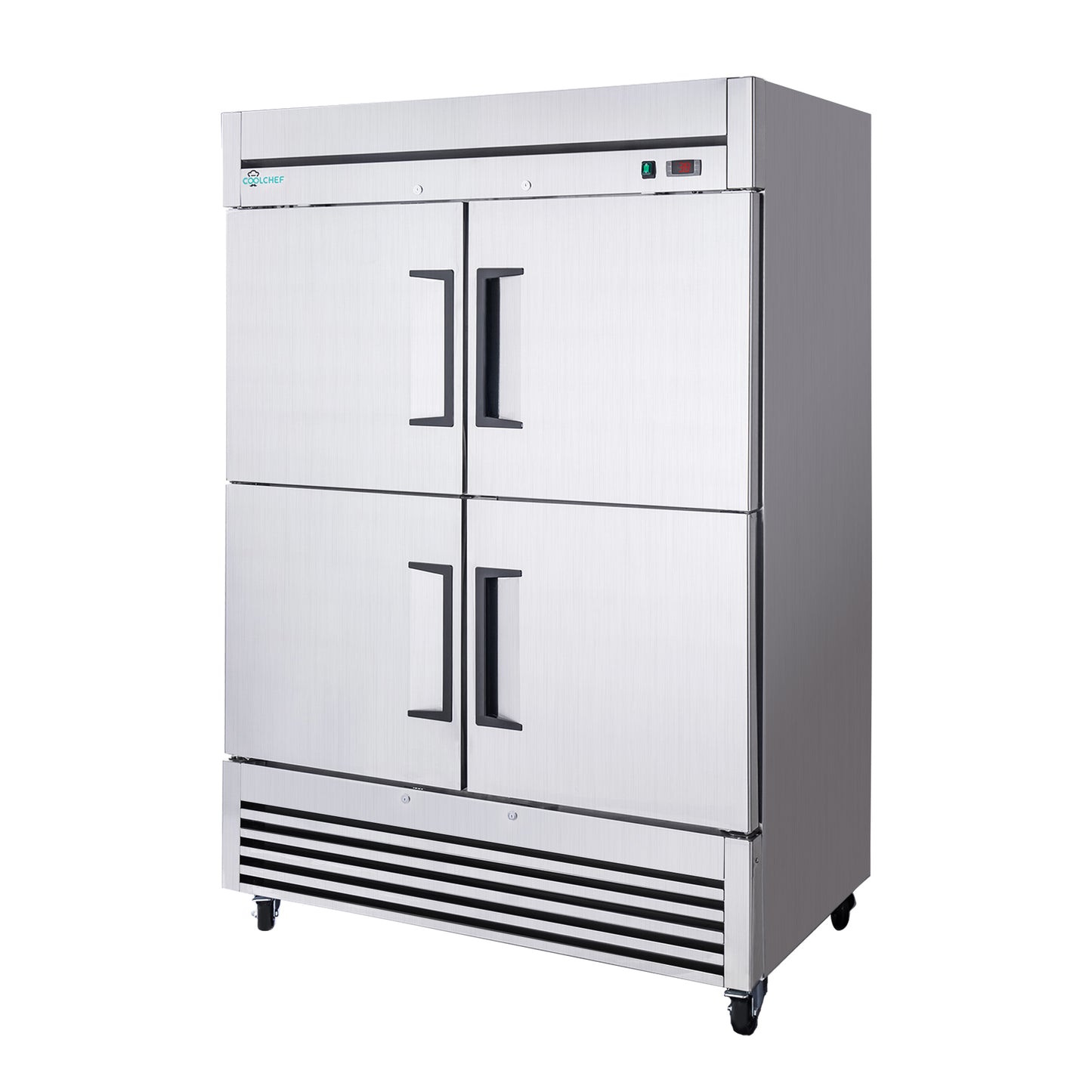 54' Commercial Refrigerator 49 Cu.Ft, Stainless Steel 4-Door Reach-in Fridge, 32–37℉, Air Cooling, LED Light, 6 Shelves, R290, ETL