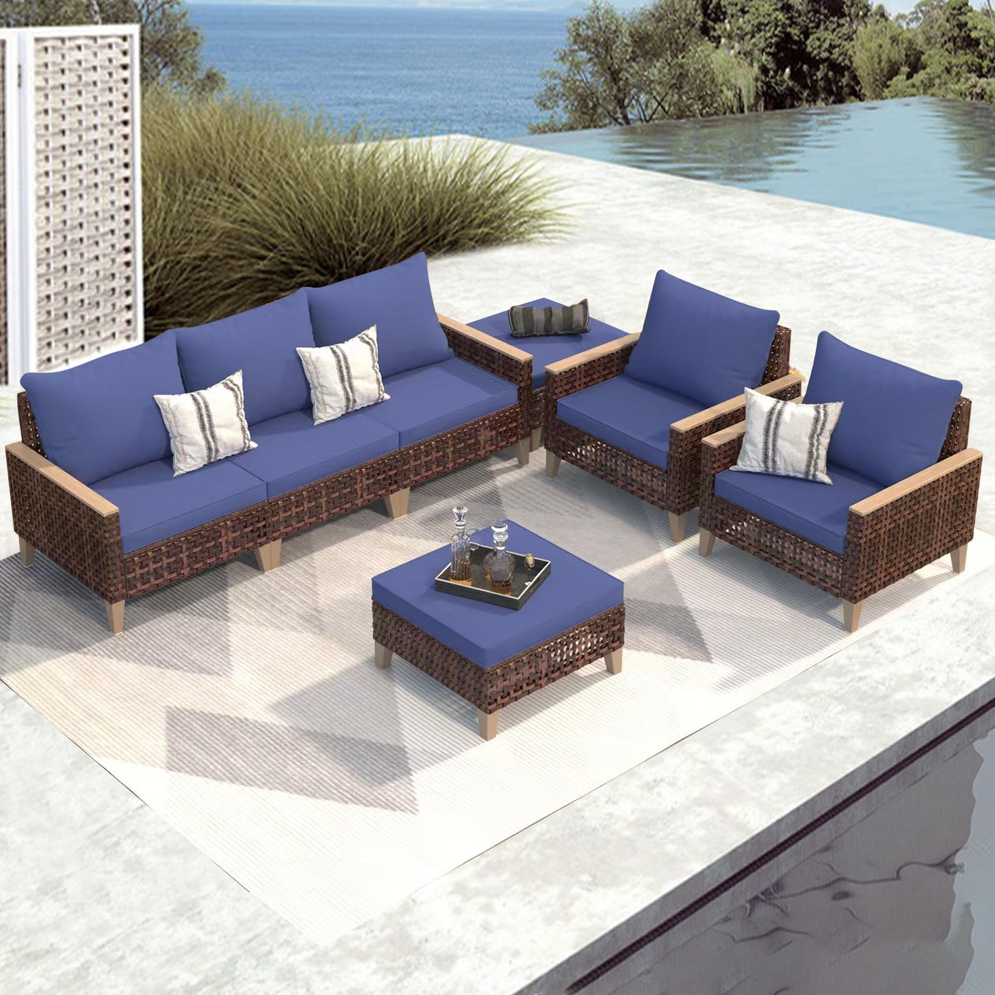7 Pieces Patio Furniture Set,Wicker Patio dining set,outdoor furniture set,Removable washable cushions - perfect for patios, backyards, balconies, pools, gardens