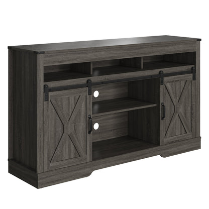 1st Choice 58" Farmhouse Double-Door Three-Layer TV Cabinet in Dark Gray