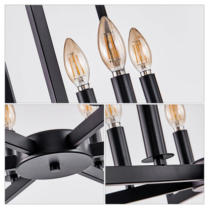 22' Modern Black Geometric 6 - Light Chandelier – Industrial Metal Pendant Light Fixture for Living Room, Dining Room, or Kitchen (Bulb Not Included) - 1st Choice Furniture Direct