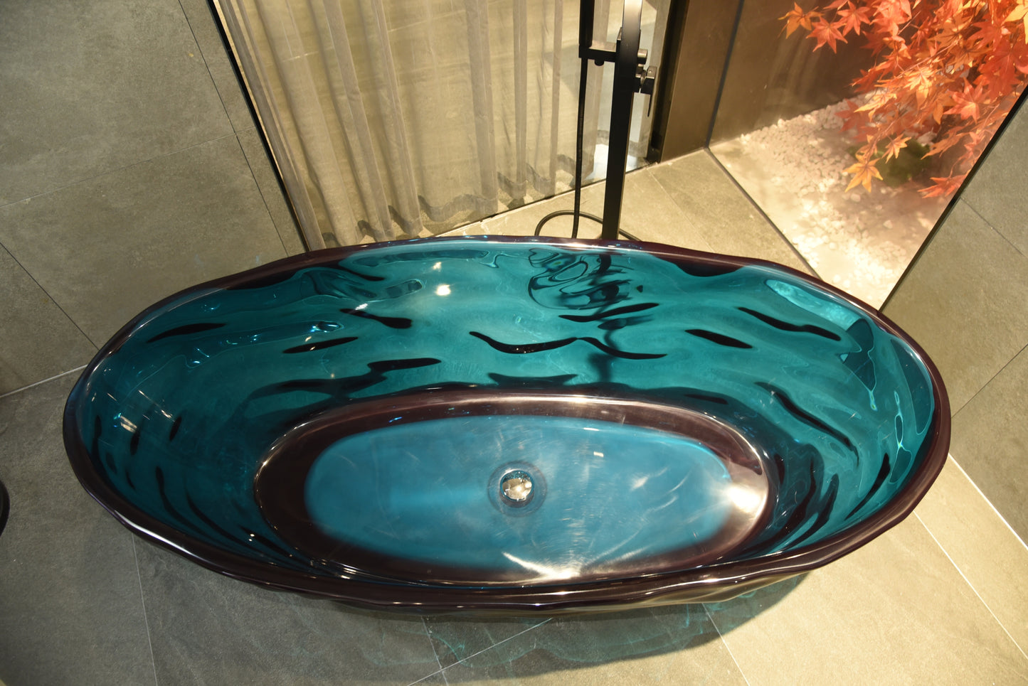 67 inch Transparent Freestanding Resin Soaking Bathtub Lake Blue 25S51-17PS