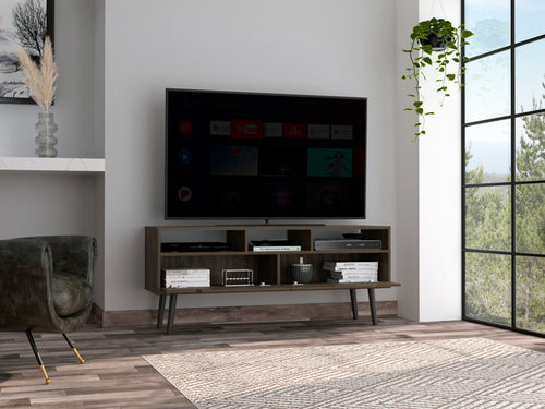 1st Choice Modern New Haven 2-Drawer 3-Shelf TV Stand Dark Walnut