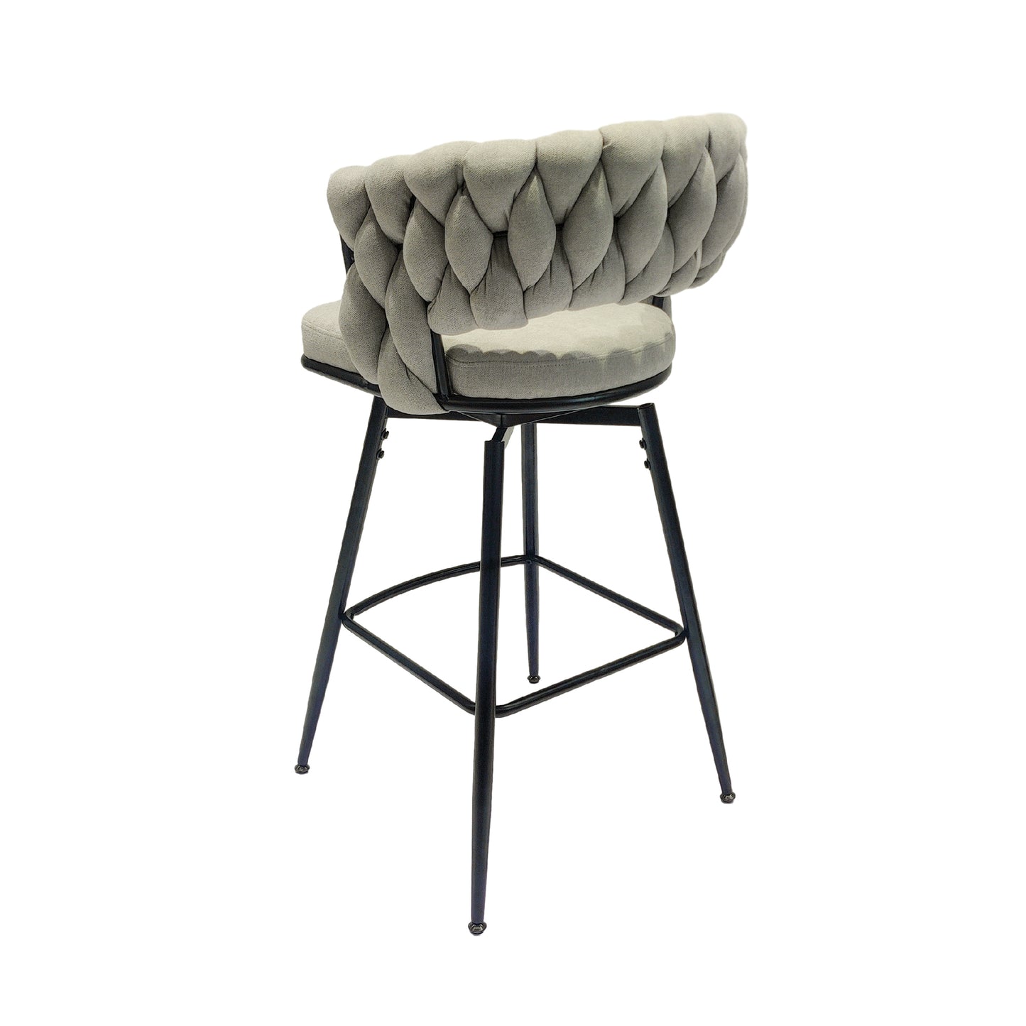 1st Choice Luxurious Grey Linen Swivel Bar Stools with Back Footrest