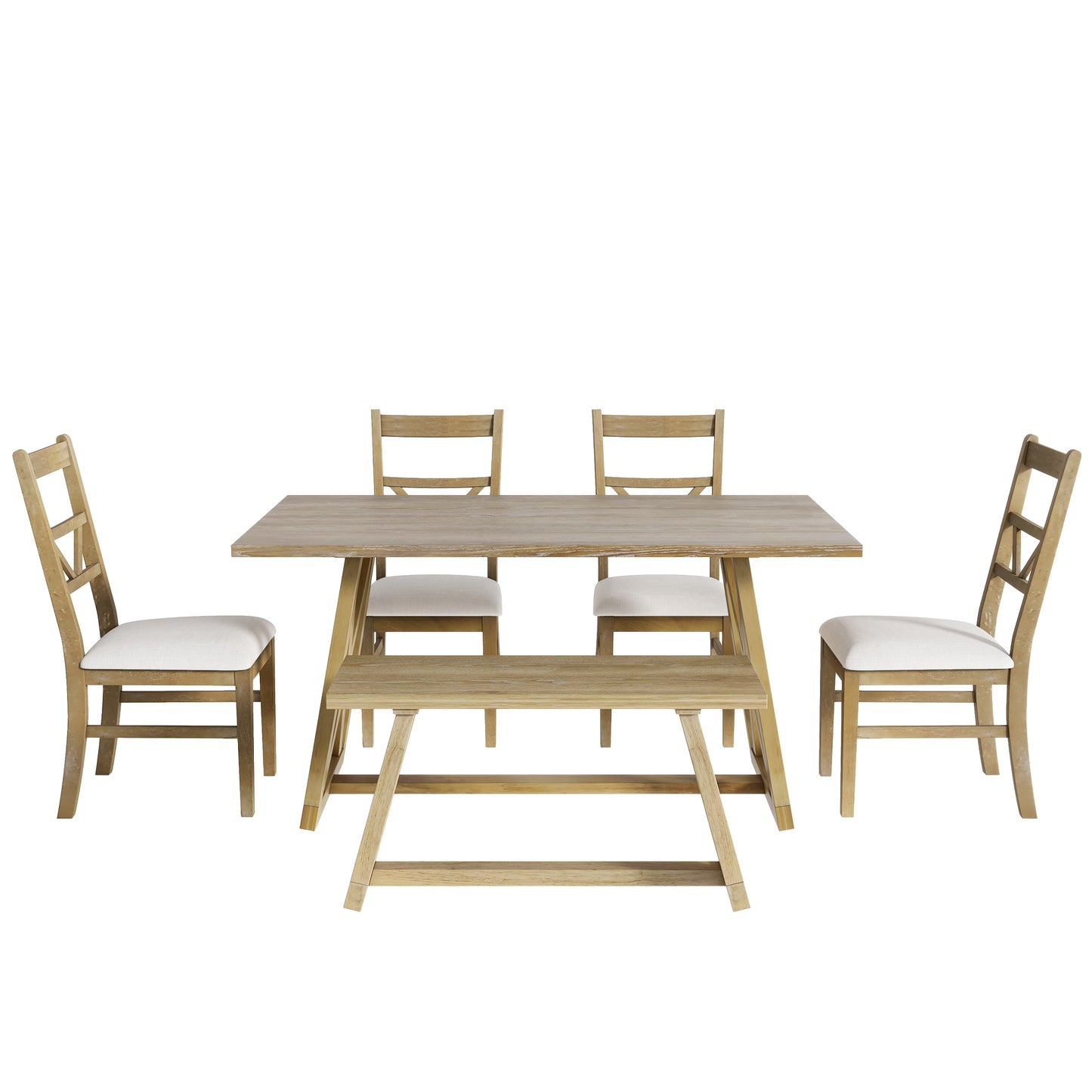 1st Choice Farmhouse dining table set with 4 Upholstered Dining Chairs