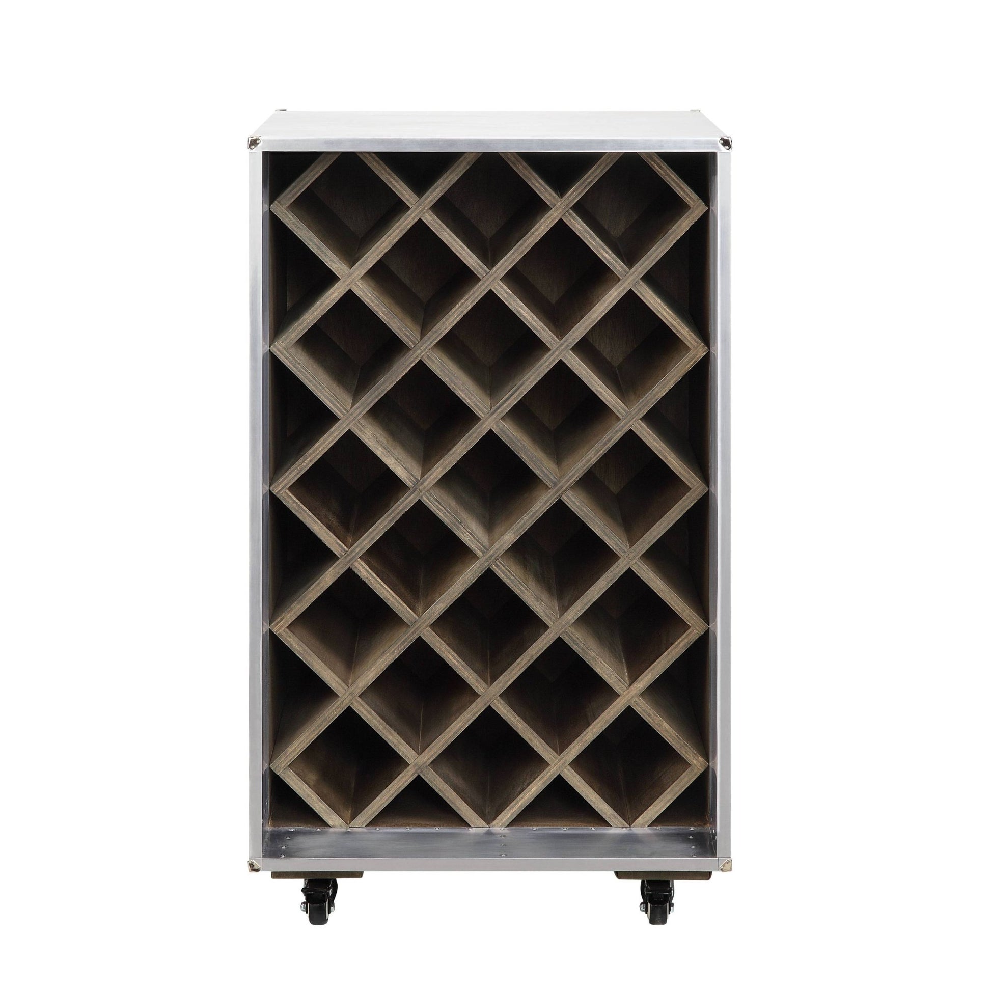 23 Bottle Aluminum Wine Cabinet | Rolling Wine Storage Rack - 1st Choice Furniture Direct