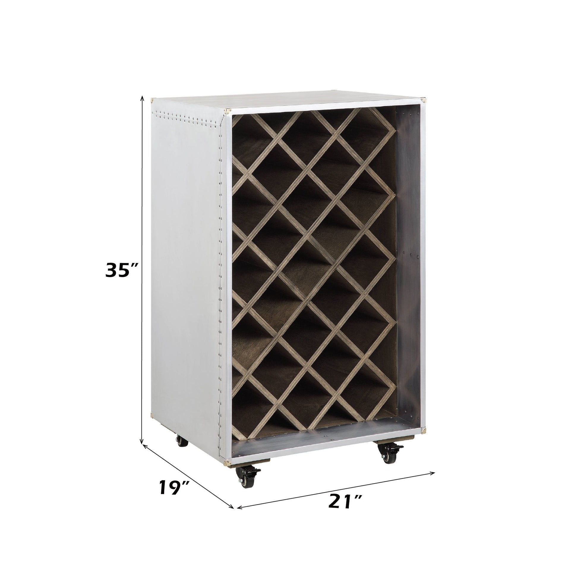 23 Bottle Aluminum Wine Cabinet | Rolling Wine Storage Rack - 1st Choice Furniture Direct
