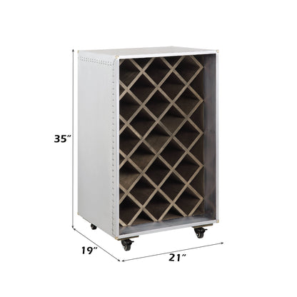 23 Bottle Aluminum Wine Cabinet | Rolling Wine Storage Rack - 1st Choice Furniture Direct