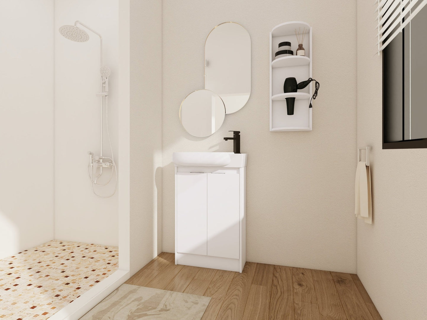 23' Freestanding Bathroom Vanity with Sink and Storage Rack, Soft Close Doors - 1st Choice Furniture Direct