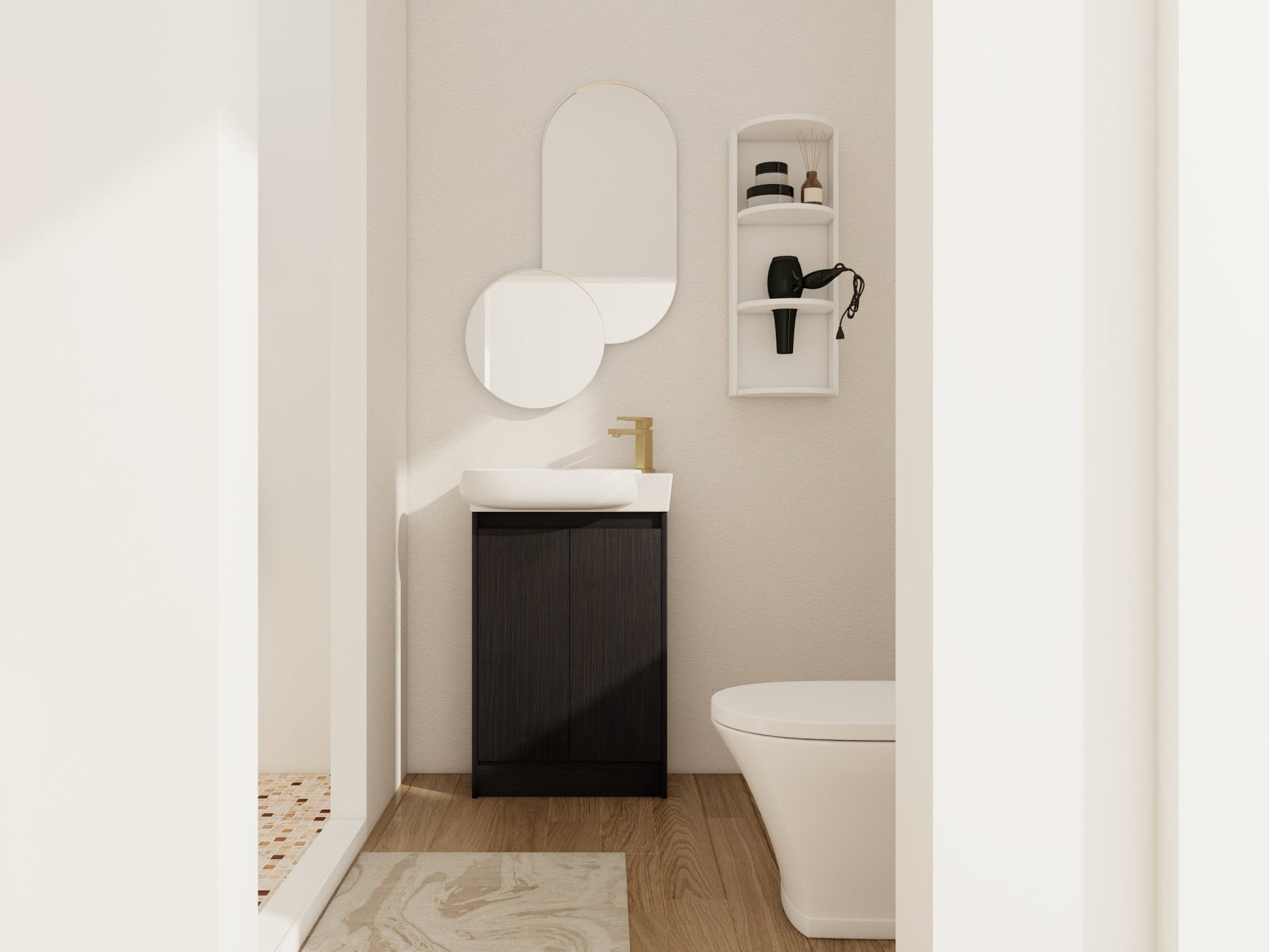 23' Freestanding Bathroom Vanity with Sink and Storage Rack, Soft Close Doors - 1st Choice Furniture Direct