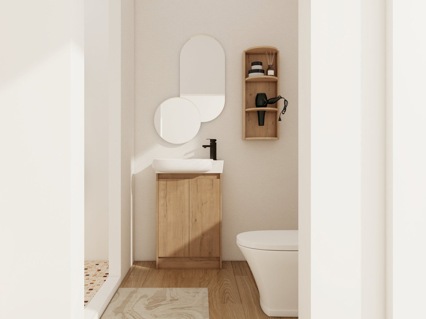 23' Freestanding Bathroom Vanity with Sink and Storage Rack, Soft Close Doors - 1st Choice Furniture Direct