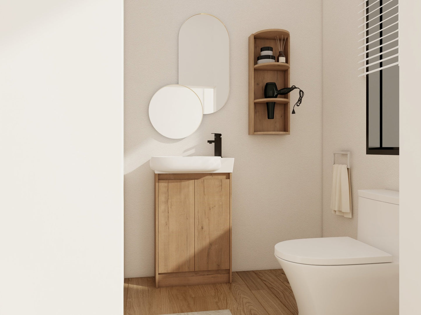23' Freestanding Bathroom Vanity with Sink and Storage Rack, Soft Close Doors - 1st Choice Furniture Direct