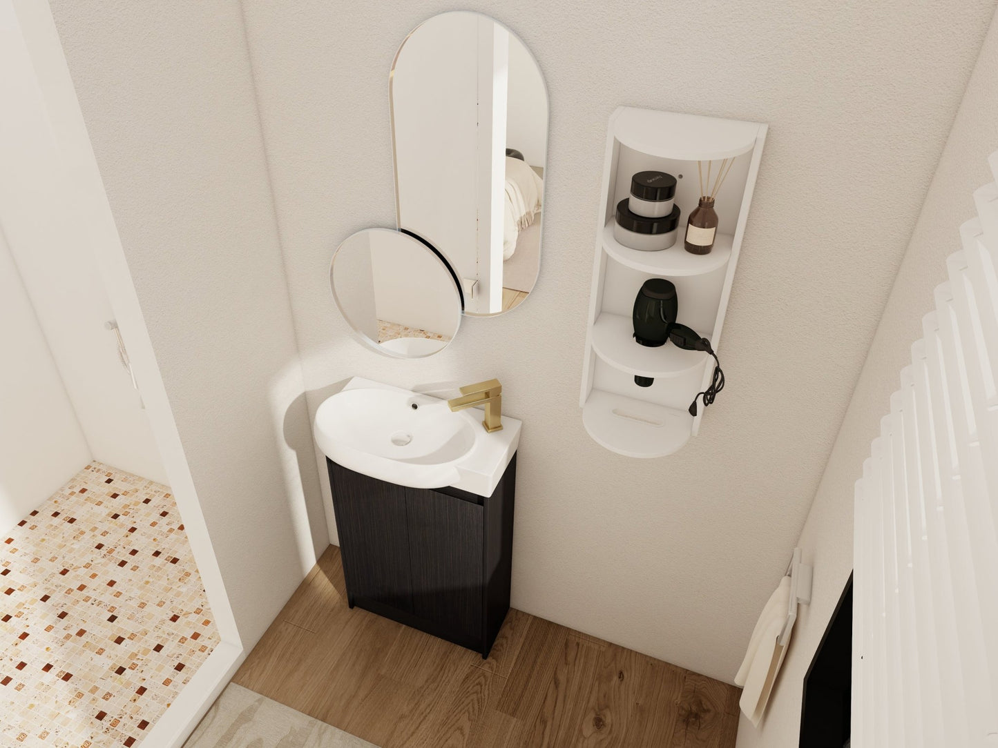 23' Freestanding Bathroom Vanity with Sink and Storage Rack, Soft Close Doors - 1st Choice Furniture Direct