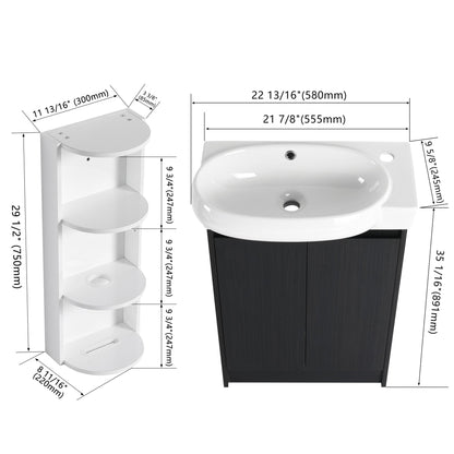 23' Freestanding Bathroom Vanity with Sink and Storage Rack, Soft Close Doors - 1st Choice Furniture Direct