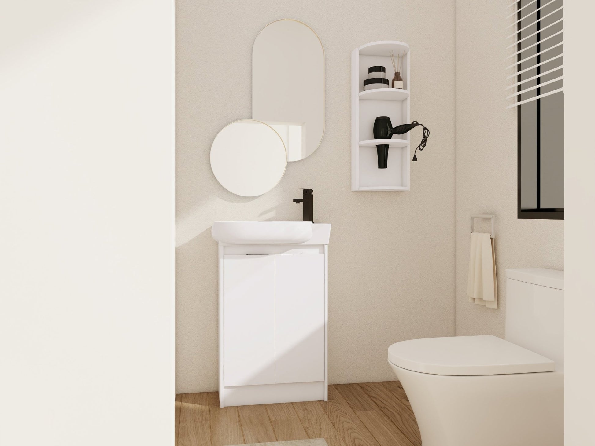 23' Freestanding Bathroom Vanity with Sink and Storage Rack, Soft Close Doors - 1st Choice Furniture Direct