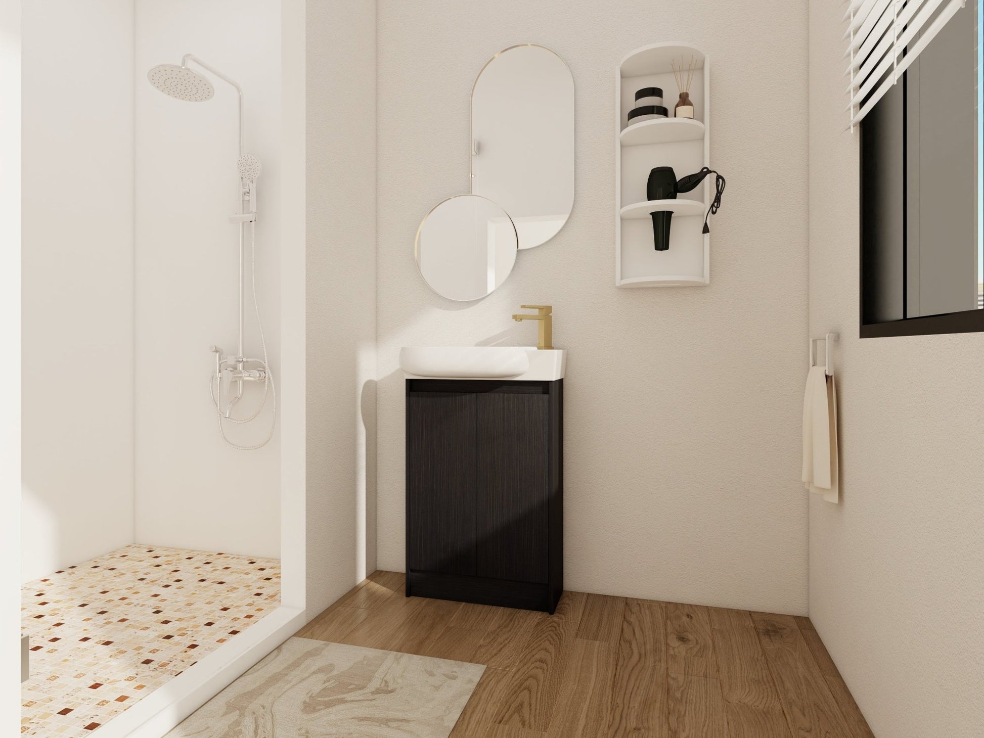 23' Freestanding Bathroom Vanity with Sink and Storage Rack, Soft Close Doors - 1st Choice Furniture Direct