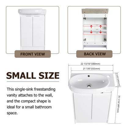 23' Freestanding Bathroom Vanity with Sink, Soft Close Doors - 1st Choice Furniture Direct