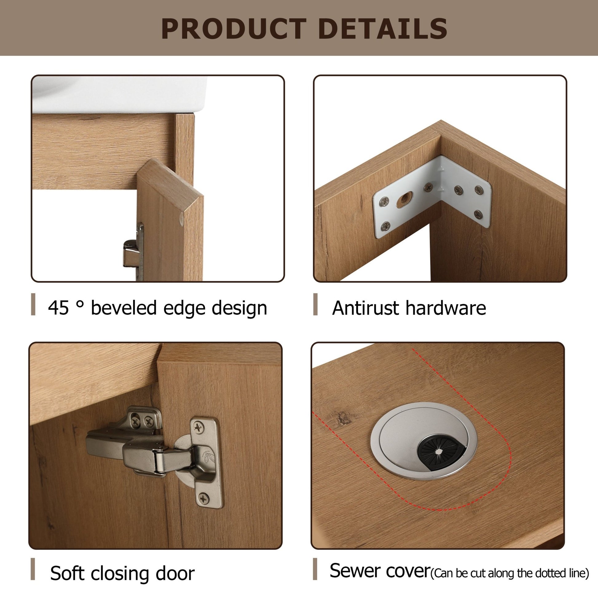 23' Freestanding Bathroom Vanity with Sink, Soft Close Doors - 1st Choice Furniture Direct
