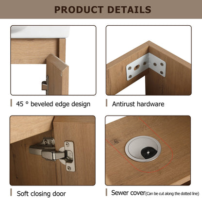 23' Freestanding Bathroom Vanity with Sink, Soft Close Doors - 1st Choice Furniture Direct
