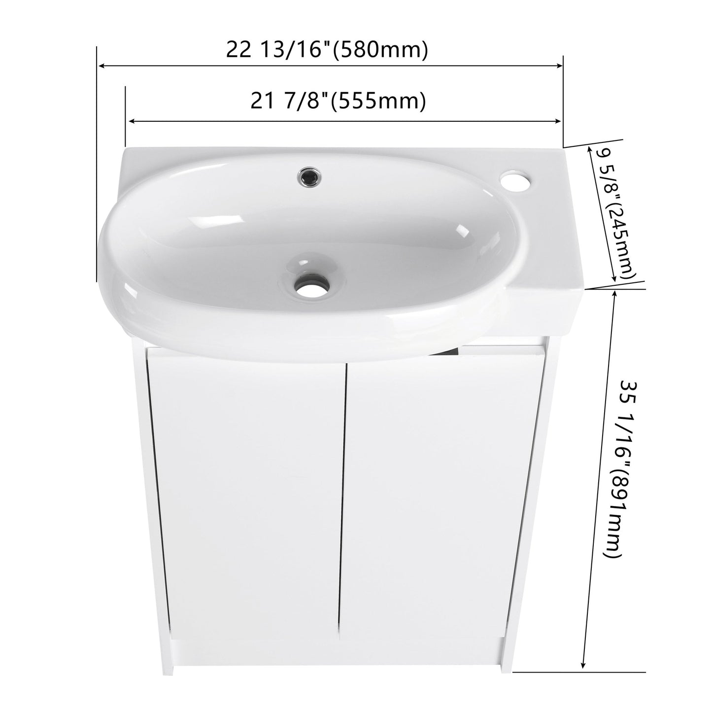 23' Freestanding Bathroom Vanity with Sink, Soft Close Doors - 1st Choice Furniture Direct
