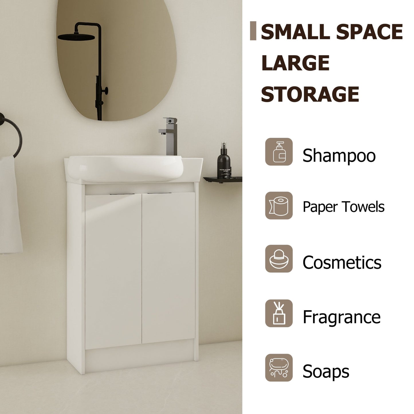23' Freestanding Bathroom Vanity with Sink, Soft Close Doors - 1st Choice Furniture Direct