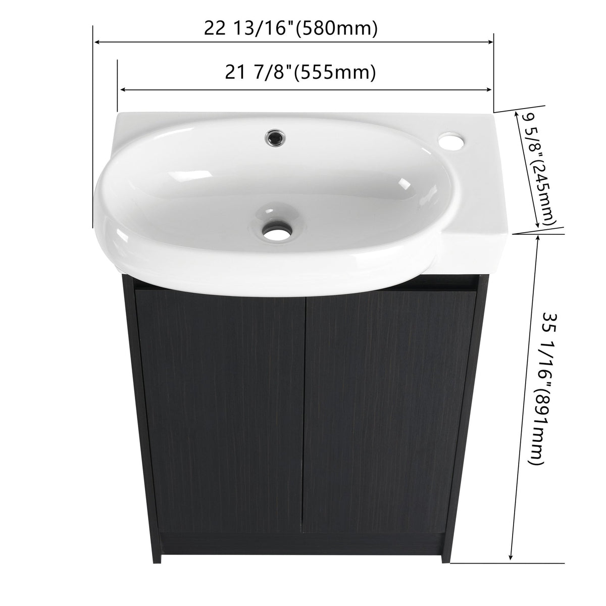 23' Freestanding Bathroom Vanity with Sink, Soft Close Doors - 1st Choice Furniture Direct