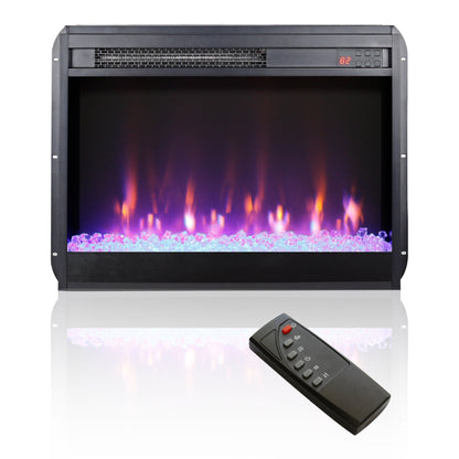 23 inch electric fireplace insert, ultra thin heater with crystal & realistic flame, remote control with timer, overheating protection,with sidelight - 1st Choice Furniture Direct