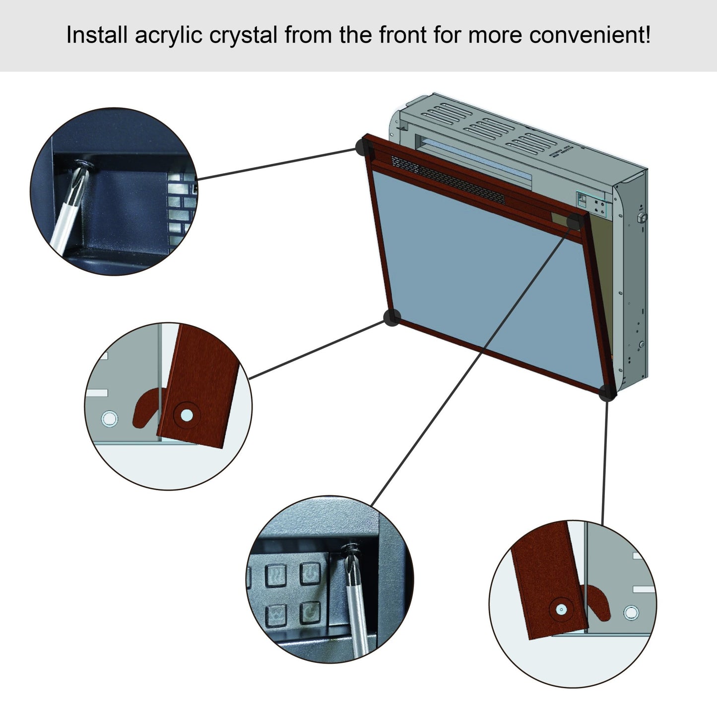 23 inch electric fireplace insert, ultra thin heater with crystal & realistic flame, remote control with timer, overheating protection,with sidelight - 1st Choice Furniture Direct