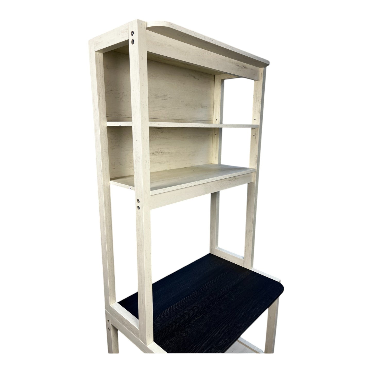 23.62' White and Black color Bakers Rack for Kitchen with Storage, Coffee Bar, 5 - Tier Kitchen Shelves, Microwave Stand - 1st Choice Furniture Direct