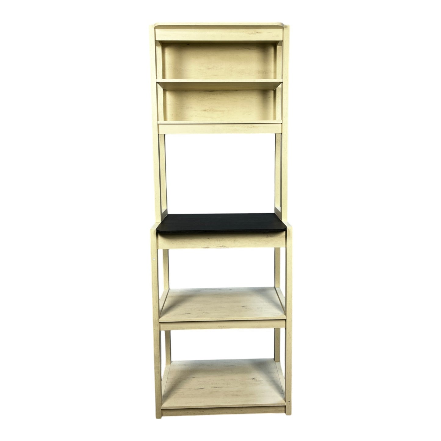 23.62' White and Black color Bakers Rack for Kitchen with Storage, Coffee Bar, 5 - Tier Kitchen Shelves, Microwave Stand - 1st Choice Furniture Direct