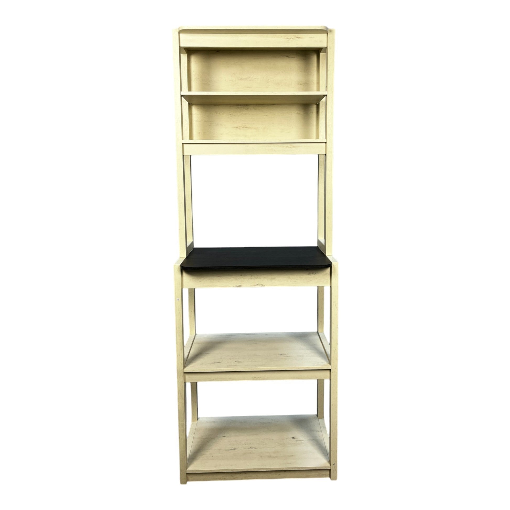 23.62' White and Black color Bakers Rack for Kitchen with Storage, Coffee Bar, 5 - Tier Kitchen Shelves, Microwave Stand - 1st Choice Furniture Direct