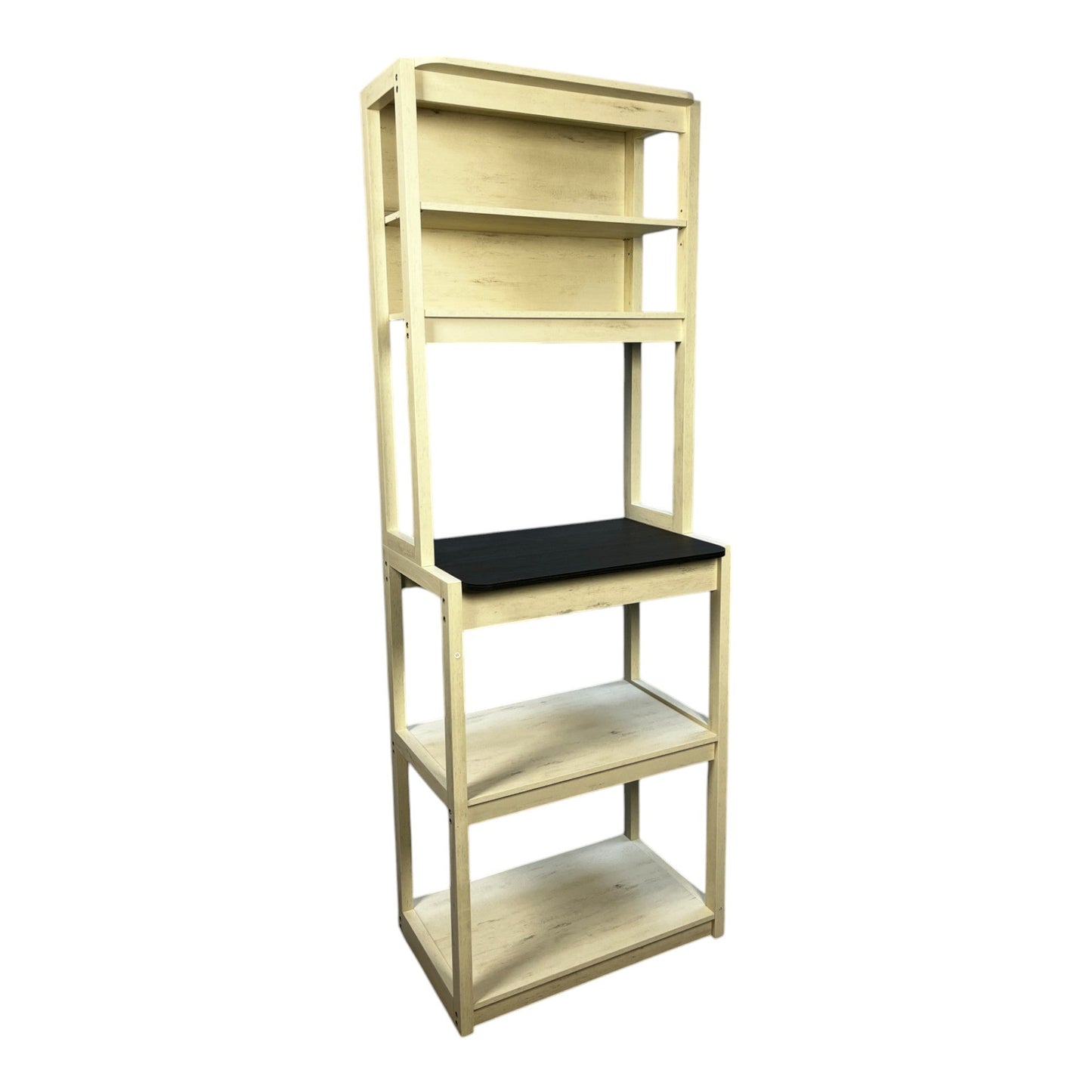 23.62' White and Black color Bakers Rack for Kitchen with Storage, Coffee Bar, 5 - Tier Kitchen Shelves, Microwave Stand - 1st Choice Furniture Direct