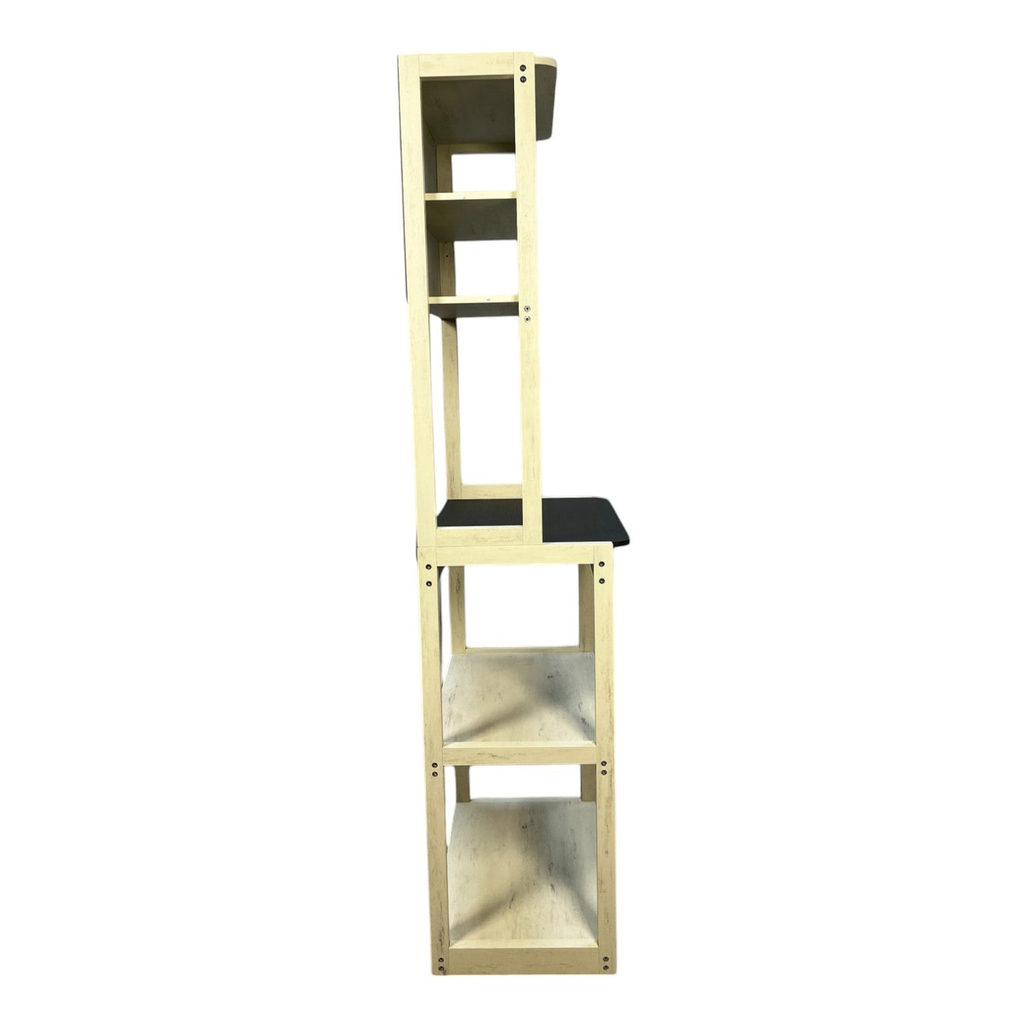 23.62' White and Black color Bakers Rack for Kitchen with Storage, Coffee Bar, 5 - Tier Kitchen Shelves, Microwave Stand - 1st Choice Furniture Direct