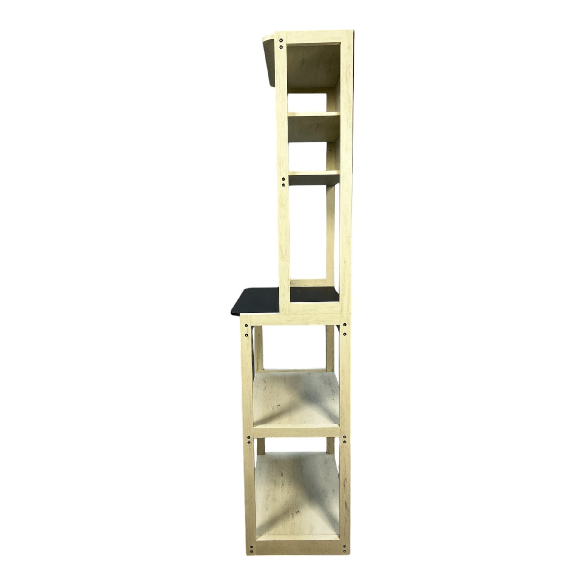 23.62' White and Black color Bakers Rack for Kitchen with Storage, Coffee Bar, 5 - Tier Kitchen Shelves, Microwave Stand - 1st Choice Furniture Direct