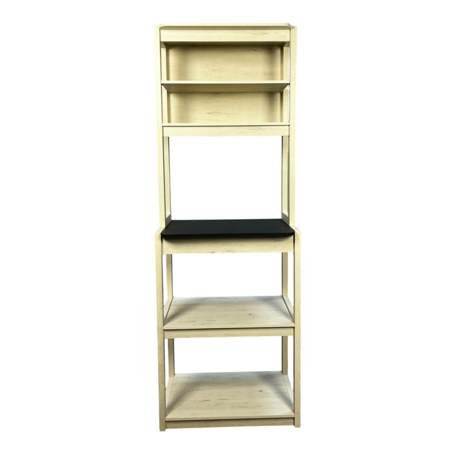 23.62' White and Black color Bakers Rack for Kitchen with Storage, Coffee Bar, 5 - Tier Kitchen Shelves, Microwave Stand - 1st Choice Furniture Direct